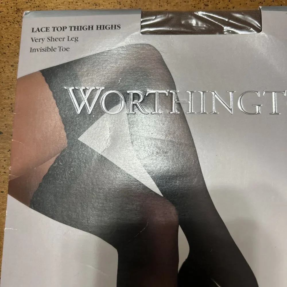 Worthington Lace Top Thigh Highs Size 2 Almond Color New